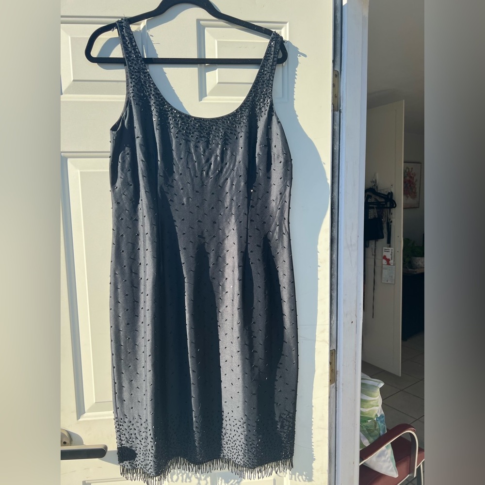 Ann Taylor Black Beaded Mini Dress